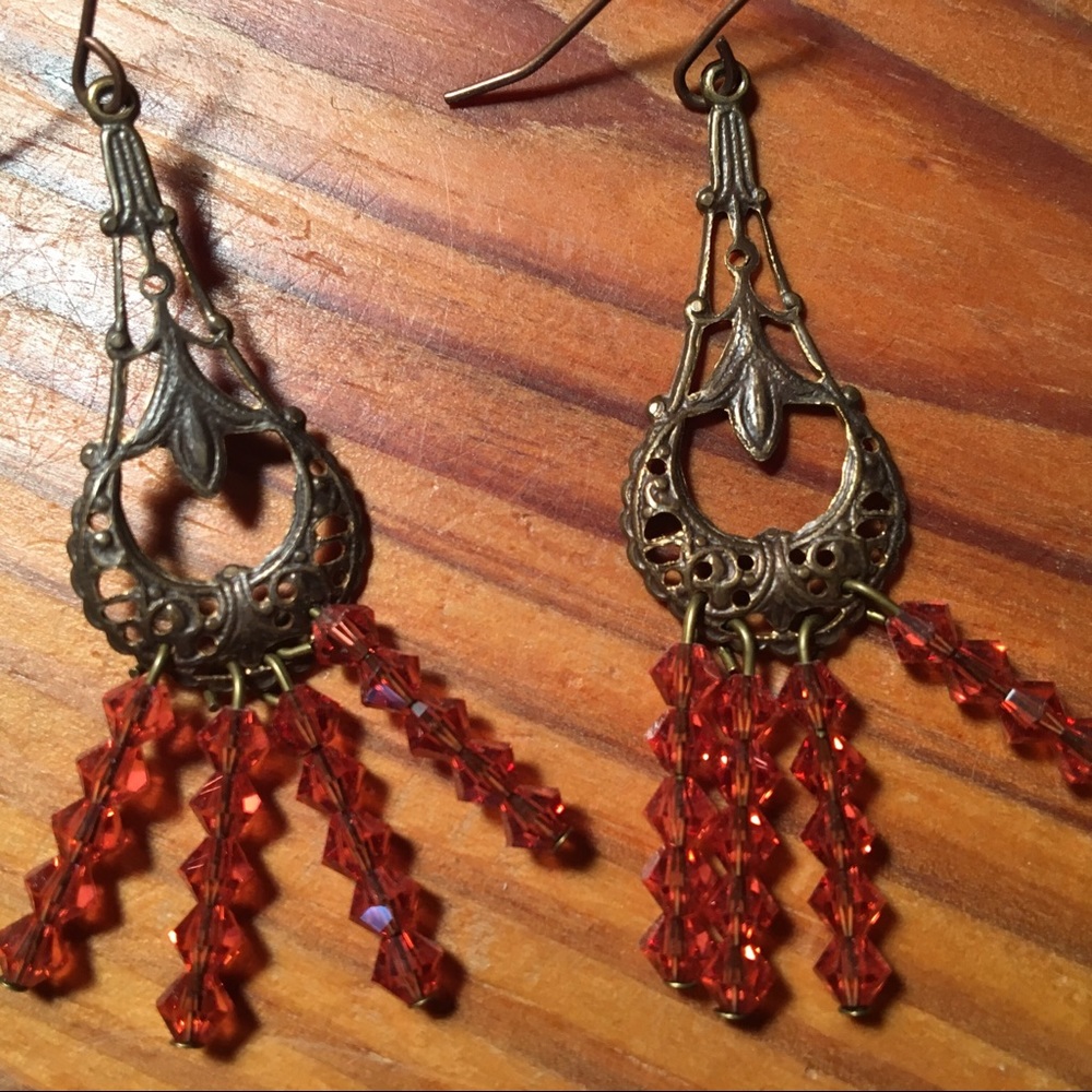 Vintage Coral Beaded Earrings